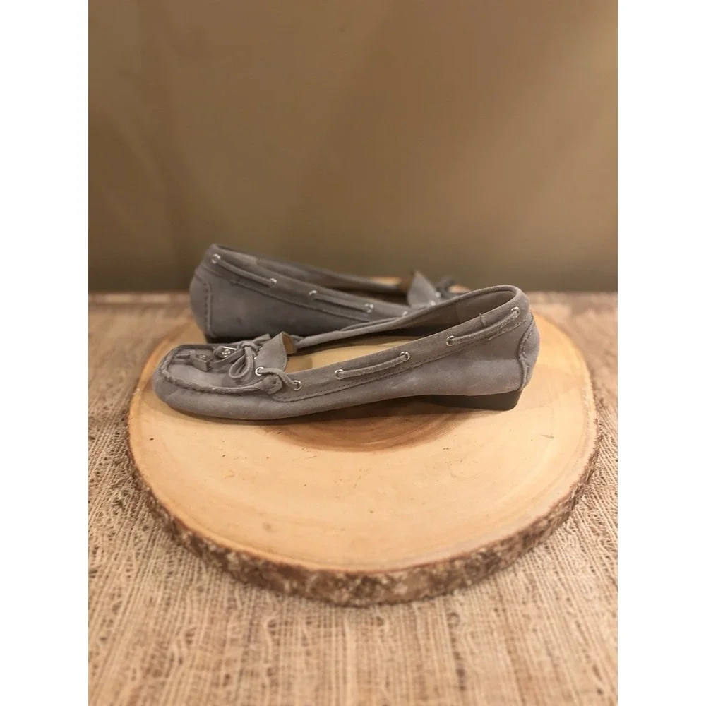 MICHAEL KORS‎ Womens MK Flat Shoes Loafers Moccasins Gray Real Leather Suede 7.5